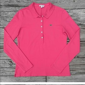 ✨LACOSTE long sleeve MAGENTA polo shirt✨